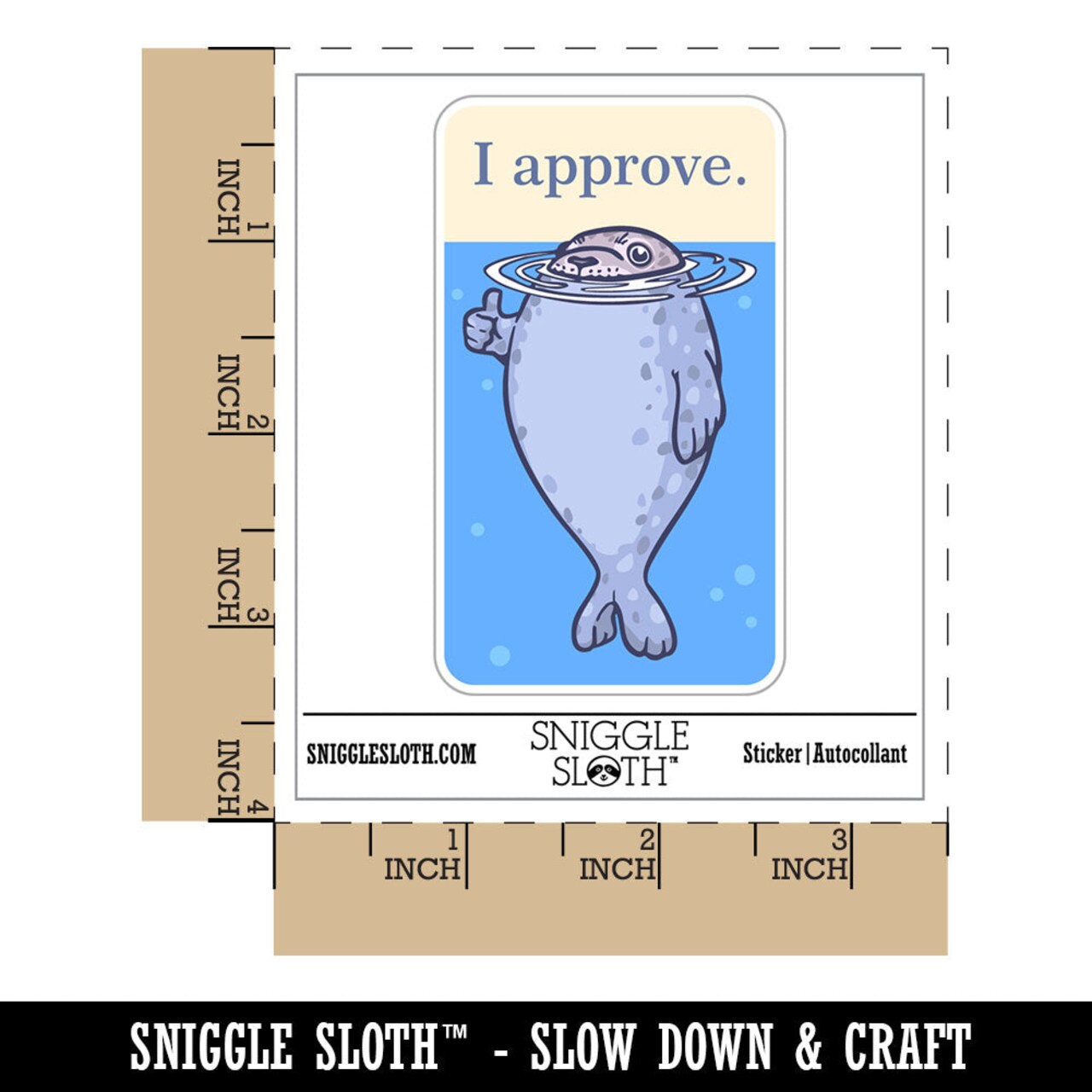 Water Bottle Sticker Set I Approve Seal In Water Thumbs Up Cute Waterproof Vinyl Stickers Pack Decal, Skateboard, Laptop, Car, Window, Bumper - 5 Pack